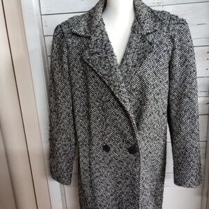 Vintage Grannycore Granny Wool Blend Jacket Pea Coat Overcoat Gray Size 17/18 XL